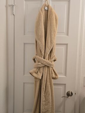 Restoration Hardware Sand Beige Plush Terry Bathrobe